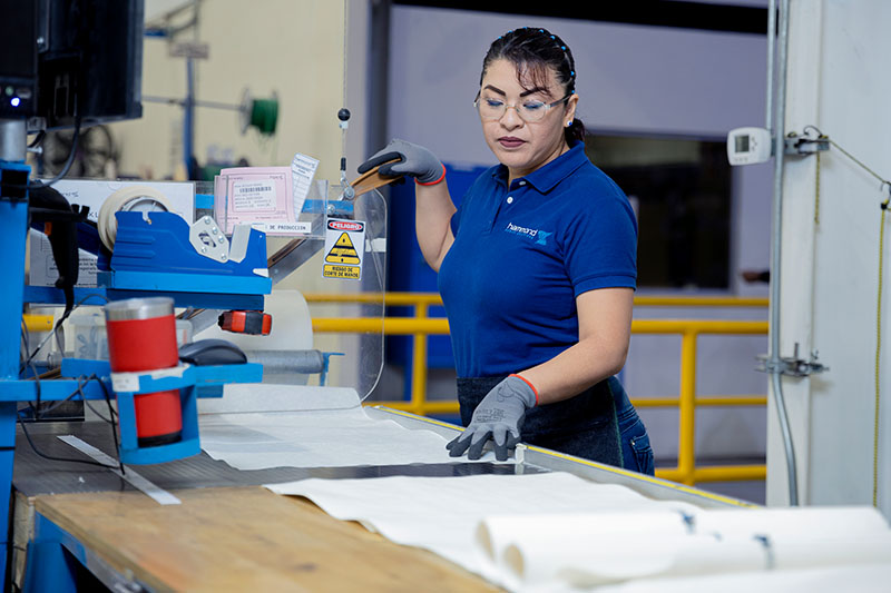 woman operating machinery